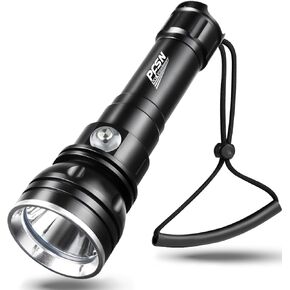 Scuba Dive Light Diving Flashlight - PFSN 3000 Lumens Underwater Flashlight 150m Waterproof, 400m Long Throw Spot & Wide Beam Diving Light, Best Rechargeable Dive Torch for Diver Snorkeling, Caving