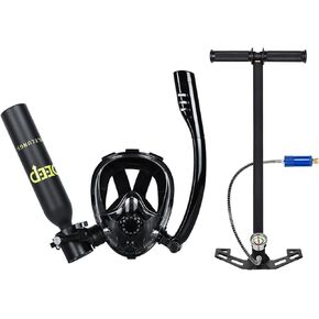 0.5L Scuba Diving Tank with Full Face Snorkel Mask, Support About 7-10 Minutes, Lung Tank Sub Mask for Snorkeling, Underwater Exploration