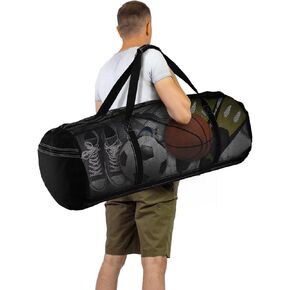 Peohud Mesh Dive Bag, Extra Large Scuba Gear Bag, Foldable Mesh Duffle Beach Tote Bag with Zipper and Pockets for Snorkeling, Spearfishing, Freediving, Swimming, Travel, Gym, Sports