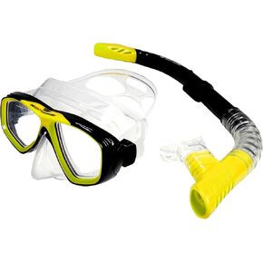 Bonassi Silicon Venture Pro Snorkel Combo with Reusable Bag - Anti-Fog Silicon Soft Mask, Snorkel with Purge Valve, Semi-Dry Top and Silicon Mouthpiece - Perfect for Diving and Snorkeling