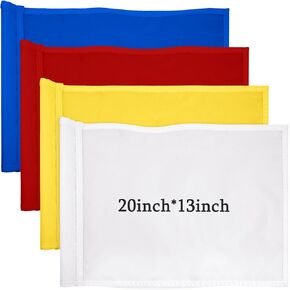Mixweer 4 Pcs Solid Golf Flag with Tube Inserted Putting Green Flags 420d Nylon Portable Golf Pin Flags for Backyard Indoor Outdoor Yard Garden Practice, 20 x 13 Inches (Multi Colors)