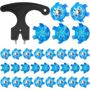 31 Pcs Golf Spikes Set Includes 30 Pcs Golf Cleats Replacement Black Golf Cleats Spanner Metal Thread Screw 6 mm Dia Golf Spike Tool for Lawn Cricket Shoe Golf Player Lover (White)