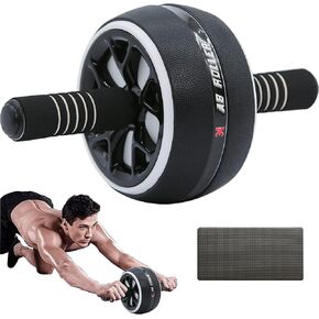 AB Wheel Roller, Exercise Abdominal Wheel Fitness for Gym & Home, Work-out Strength-Training Equipment with Knee Pad, 12"W