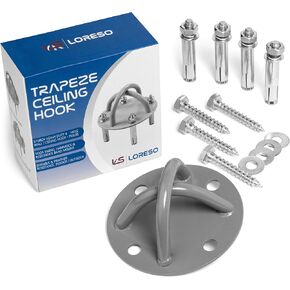 LORESO Wall Ceiling Anchor - Heavy Duty Mount Bracket for Trapeze Suspension Straps, Yoga Swings, Hammock, Boxing Punching Bags, Body Strength Gym Equipment and Battle Ropes