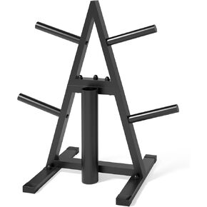 A-Frame Weight Plate Tree for 1" Olympic Plates - Holds 300 lbs, Dumbbell Rack and Home Gym Storage Stand - Organize Your Workout Area !