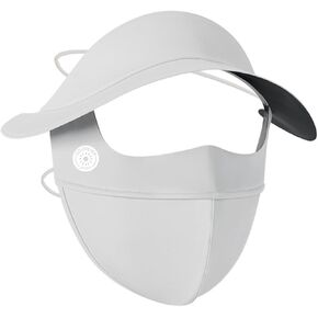 Unisex Sun Protection Face Mask with Hat-Brim Adjustable Ear Loop Ice Silk Balaclava Face Sun UV Protection for Summer Outdoor Sports Grey