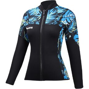 Owntop Wetsuit Tops Women & Men | Upgraded Stretch 2MM Neoprene Long Sleeve | Flexible & Comfort | Front Zipper | Swimming Diving Surfing - All Watersports