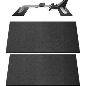 Double Mat Compatible with Peloton Bike, Row & Concept 2 Rowing Machine, Thickness 6mm, Bike Trainer Accessories, Mat Protect Hardwood Floor Carpet, for Home Gym Exercise