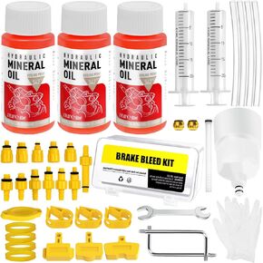 Brake Bleed Kit for Shimano, TEKTRO, TRP Hydraulic Disc Brakes, Brake Fluid Bleeder Kit with180ML Mineral Oil Brake Fluid for MTB/Road Bike Brake