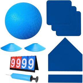 مجموعة Fancemot Kickball مع قواعد وكرة - كرة كيك مقاس 8.5 بوصة، وقواعد رمي مطاطية، ومخاريط تدريب رياضية، ومضخة مقاس 12 بوصة ولوحة نتائج مقاس 14 بوصة - مثالية للأطفال والكبار - لعبة الملعب والفناء الخلفي