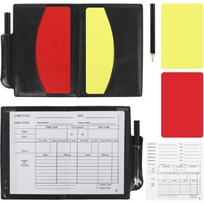 Soccer Referee Card Set, Red and Yellow Warning Cards with Record Paper, Pencil, Card Storage Wallet, Soccer Referee Kit for Football Matches, Training, Sports Games