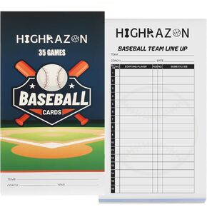 Baseball/Softball Lineup Cards (30 Games) with 16 Player Roster Lineup Sheet (4-Part Carbon Copies), Scorebook Roster Sheet Comprehensive Kit for Baseball Practice, for Baseball Coach Gift