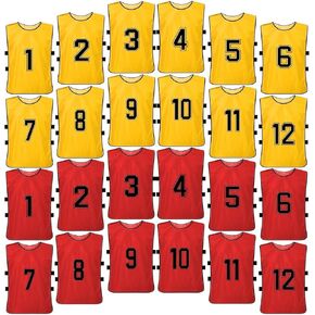 24 Pack Scrimmage Training Vest,Team Sports Pinnies Reversible Numbered Soccer Team Practice Penny Jerseys