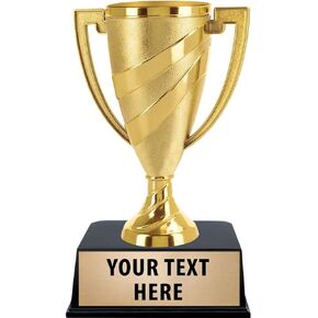 Crown Awards Gold Cup Trophies with Custom Engraving, 6" Personalized Gold Swirl Cup Achievement Trophy On Black Base Prime