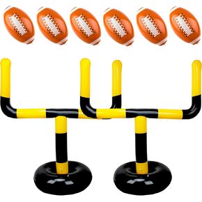 4 Pcs 63 Inch Inflatable Jumbo Football Set Include 1 Pcs Football Goal Post and 3 Pcs Football Balls for Football Party Game Water Playing Outdoor Sport Toys