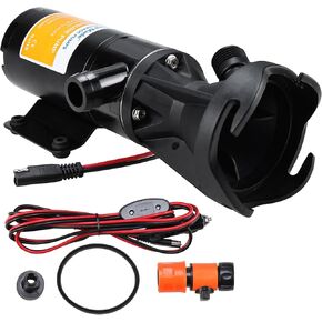 Amarine Made Macerator Pump 12V 12.0 GPM, RV Waste Water Pressure Pumps with Garden Hose Discharge Port, Self-Priming Sewer Pump Quick Release Sewage Pump for Caravan/Rv/Boat/Marine