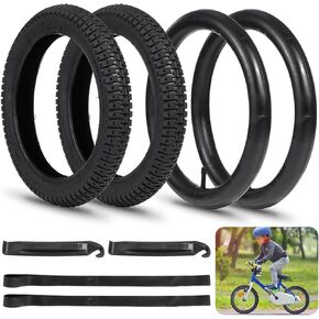 2 Sets Youth Bike Tire Replacement Set, 14 x 2.125 Inches Bike Tires, Electric Scooter Tires, Youth Mountain Bike Tire Replacement, Replaceable Bicycle Tires with Inner Tubes, Levers, Tire Liners