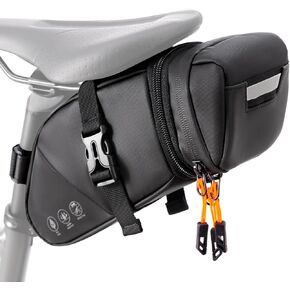 WOTOW Bike Saddle Bag - Waterproof Bike Seat Bag Expandable to 2L - Reflective Bicycle Under Seat Storage Pouch for Road Mountain Bike Cycling Travel