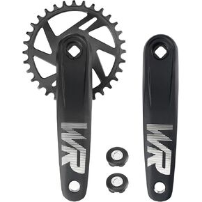 Mountain Bike Crankset 1 Piece/Single 32T/34T/36T/38T Charing Crank Set with 170mm Arm for Bicycle MTB, Compatible with Single Speed Bicycle and 6/7/8/9/10/11 Speeds Bike