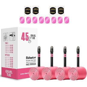 4 Pack Ridenow TPU Inner Tubes Ultra-Light 700 x 18-32c/32-47c with 45mm/65mm/85mm Presta Valves for Road Bike or Gravel Bike (Include Bike Tube Patch Repair Kit)
