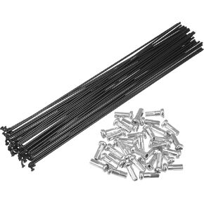X AUTOHAUX 36pcs Bicycle Carbon Steel Spokes 14G Bike Spoke Length with Nipples for Most Bicycle Black