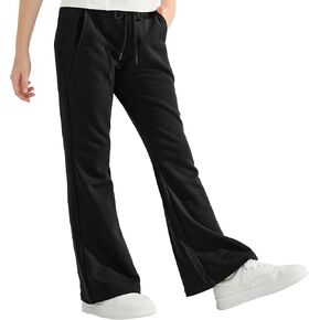 Rolanko Girls Flare Wide Leg Sweatpants Elastic Waist Bell Bottoms Pants for Kids Sweats with Pockets 5-12Y