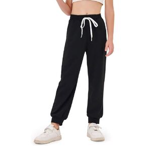 Haloumoning Girls' Sweatpants Soft Athletic Lounge Joggers Kids High Waist Casual Trousers Pants