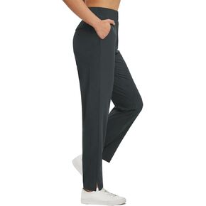 BALEAF Golf Pants for Women with Zipper Pockets Stretch High Waist UPF50+ Athletic Travel Work Sweatpants Dark Grey M