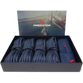 NZ Hi-Performance Dock Lines Bag Set | 3/8" x 15' Double Braided Nylon Dock Line with 12 Inch Eyelet | Ropes for Boats (Navy Blue)