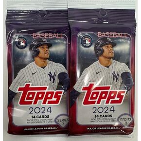 2024 Topps Series 2 Baseball Retail Packs - 2 Retail Packs!!, Small, Navy/Red/White