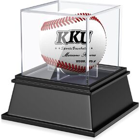 KKU Football Display Case Autographed Football Holder Clear Acrylic Display Case with Built-in Removable Football Display Stand (No Assembly Required)