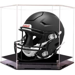 Football Helmet Display Case,Clear Acrylic Display Case,Black Acrylic Base,for Collectibles Memorabilia Storage 17*15*12.6IN