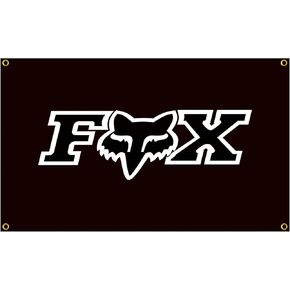 RAUMM Banner,FOX Motorcycle Racing 3x5ft Car Flag Banner, Snap On Flag Tools 100% Polyester, for Car Fans Large Decor Emblem Outdoor/Indoor Banner with Brass Grommets., 3x5ft Banner (RAUMM-CF201)