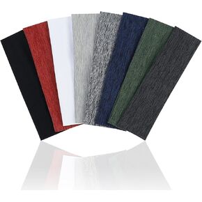 8 Pack Sport Headbands for Men, Elastic Soft Fabric Non-Slip Hair Bands Hair Warp Running Cycling Sports Tennis Basketball Daily Workout