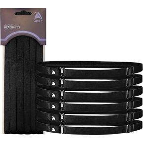 Athlé Adjustable Skinny Headbands for Women and Men - 6 Pack - Elastic Hair Bands with Non Slip Silicone Grip - Lightweight and Comfortable Adjustable Thin Headbands