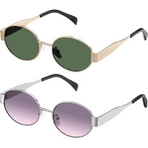 Retro Oval Sunglasses - Sunglasses for women,Fashion Sunglasses,Classic Shades UV400 Protection, 2 Pack Sunglasses