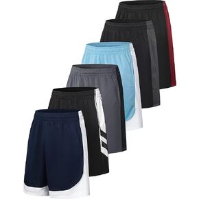 6 Pack Mens Athletic Gym Shorts Basketball Shorts with Pockets, Quick Dry Workout Running Shorts Casual for men