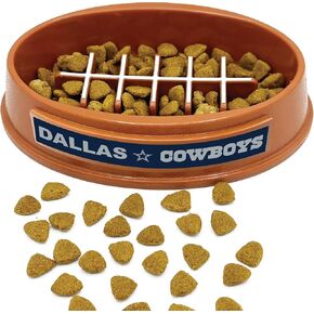 NFL Super-Bowl - Dallas Cowboys Slow Feeder Dog Bowl. Football Design Slow Feeding Cat Bowl for Healthy Digestion. Non-Slip Pet Bowl for Large & Small Dogs & Cats