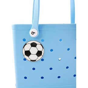 3.1inches/8cm Hard Acrylic Soccer Charm for Bogg Bag and Simply Southern Totes,Sport Insert Decorative Bag Charm for Rubber Beach Bag