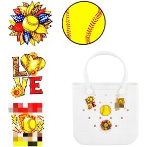 Softball Charms for Bogg Bags- Softball Mom Acrylic Accessories suitable for Simply Southern Rubber Beach Totes Decoration