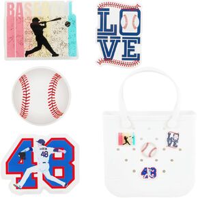 Baseball Charms for Bogg Bag - Acrylic Baseball Mom Accessories Suitable for Simply Southern Beach Totes and Rubber Beach Bag Decorations
