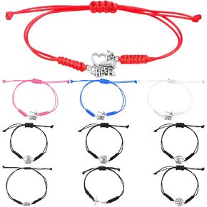 6pcs Adjustable Sport Theme Bracelets Woven Soccer Basketball Volleyball Rugby Baseball Friendship Bracelet Wristbands and 4pcs Cheerleading Bracelets for Teens Students Sport Team Players