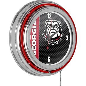 University of Georgia Chrome Double Rung Neon Clock - Text