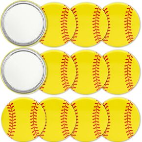 12 Pcs Softball Compact Mirror Softball Gifts for Girls Softball Party Favor Supplies Softball Gifts for Team (Softball)