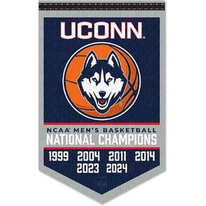 Connecticut Huskies 6 Time 6x Basketball National Champions Banner