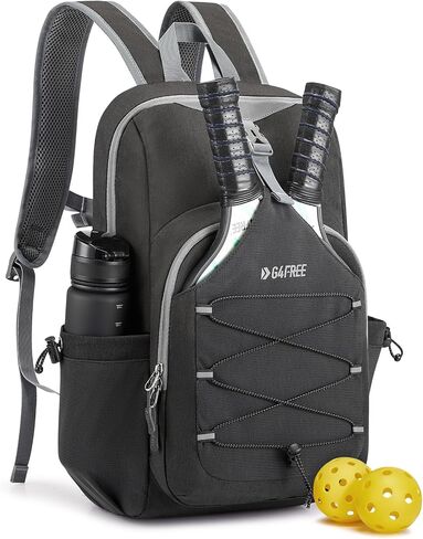 G4Free Pickleball Bag, Pickleball Backpack for Women and Men, Adjustable Padel Bag Fits 2 to 4 Paddles, Gifts for Pickleball Lovers, Black in Saudi Arabia