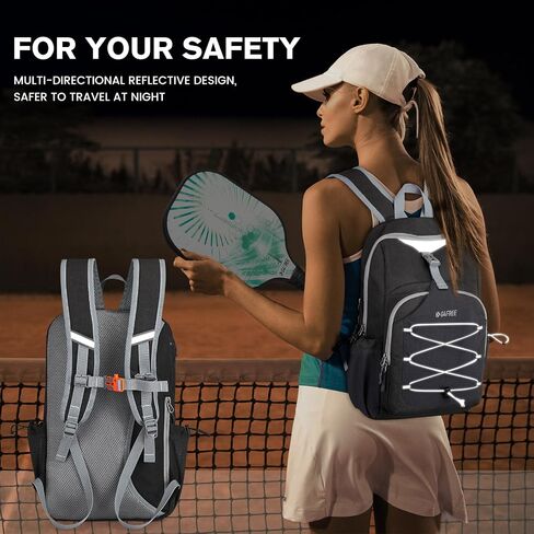 G4Free Pickleball Bag, Pickleball Backpack for Women and Men, Adjustable Padel Bag Fits 2 to 4 Paddles, Gifts for Pickleball Lovers, Black in Saudi Arabia