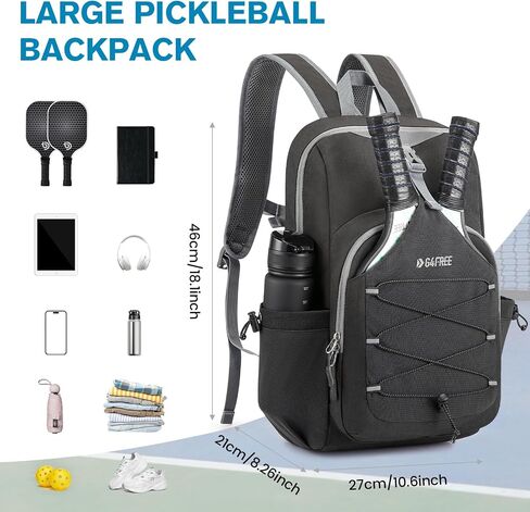 G4Free Pickleball Bag, Pickleball Backpack for Women and Men, Adjustable Padel Bag Fits 2 to 4 Paddles, Gifts for Pickleball Lovers, Black in Saudi Arabia
