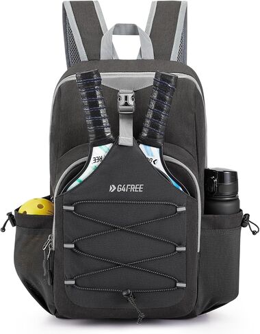 G4Free Pickleball Bag, Pickleball Backpack for Women and Men, Adjustable Padel Bag Fits 2 to 4 Paddles, Gifts for Pickleball Lovers, Black in Saudi Arabia