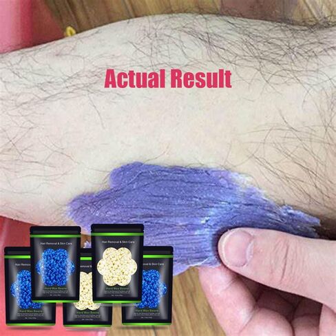 Wax Beads for Hair Removal 1.1 lb (17.6 oz), Hard Wax Beads for Sensitive Skin - Brazilian, Face, Bikini, Legs, Eyebrow, Painless Waxing Beads Kit for Women Men, 5 Packs with 10 Wax Sticks in Kuwait